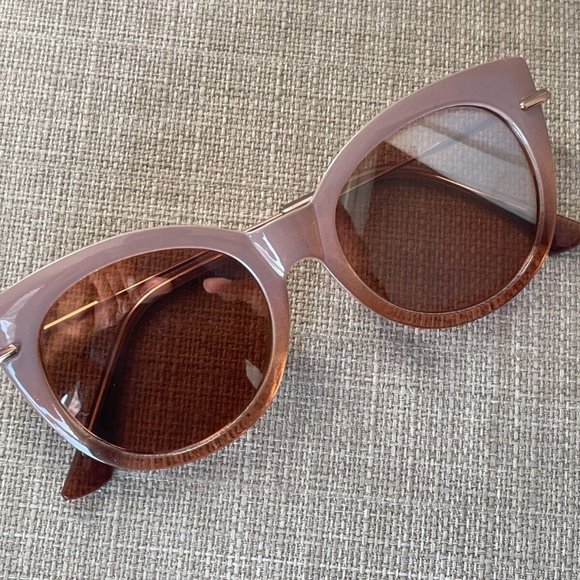 Women Sunglasses Nude/gold Tone Fashion Eye Wear Shades Mirror Lenses Cat Eyes - Picture 6 of 11